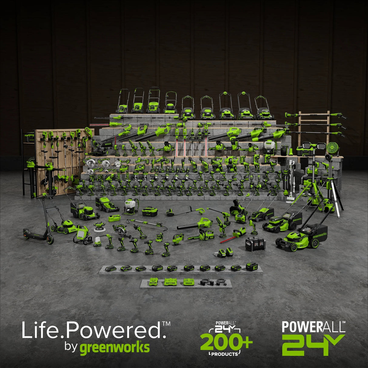 POWERALL 48V (24V x 2) Vertikutierer / Rasenlüfter 2-in-1 38cm - Ohne Akku