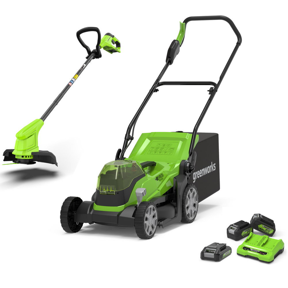 24V+24V Kombo-Set Rasenmäher 36cm + 24V Rasentrimmer 25cm