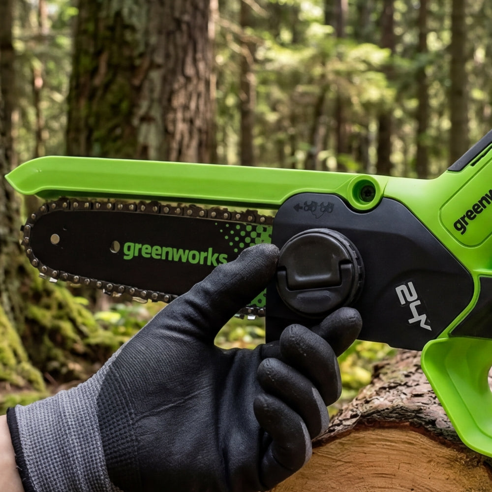 POWERALL 24V Mini-Kettensäge 15cm Gen. II mit Verlängerungsstab - 2Ah Akku