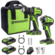 24V Akkuschrauber 45Nm + Schlagschrauber 220Nm Set - 2x 2Ah Akkus