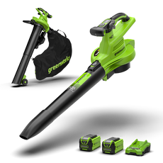 40V Laubbläser / Laubsauger 370 km/h - 2x 2Ah Akkus