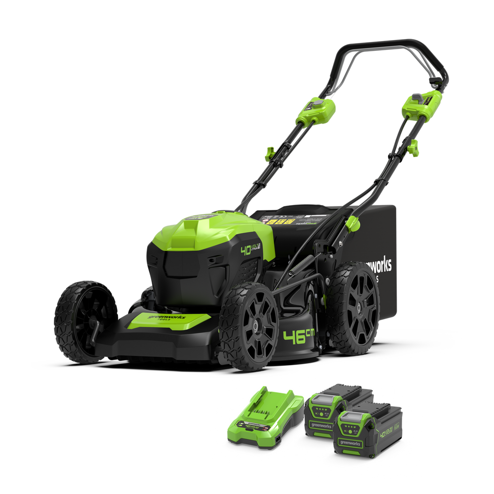 40V Rasenmäher 46cm mit Radantrieb - 2x 4Ah Akkus