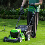 POWERALL 48V (24V x 2) Rasenmäher 46cm mit Radantrieb + Rasentrimmer 30cm Set