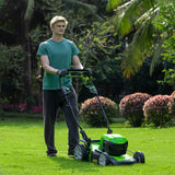 POWERALL 48V (24V x 2) Rasenmäher 46cm mit Radantrieb + Rasentrimmer 30cm Set