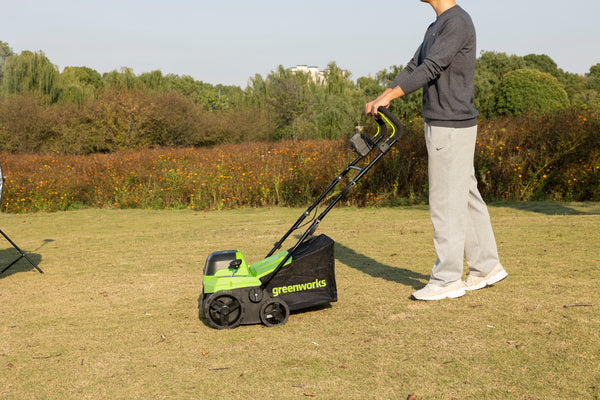 POWERALL 48V (24V x 2) Vertikutierer / Rasenlüfter 2-in-1 38cm - Ohne Akku