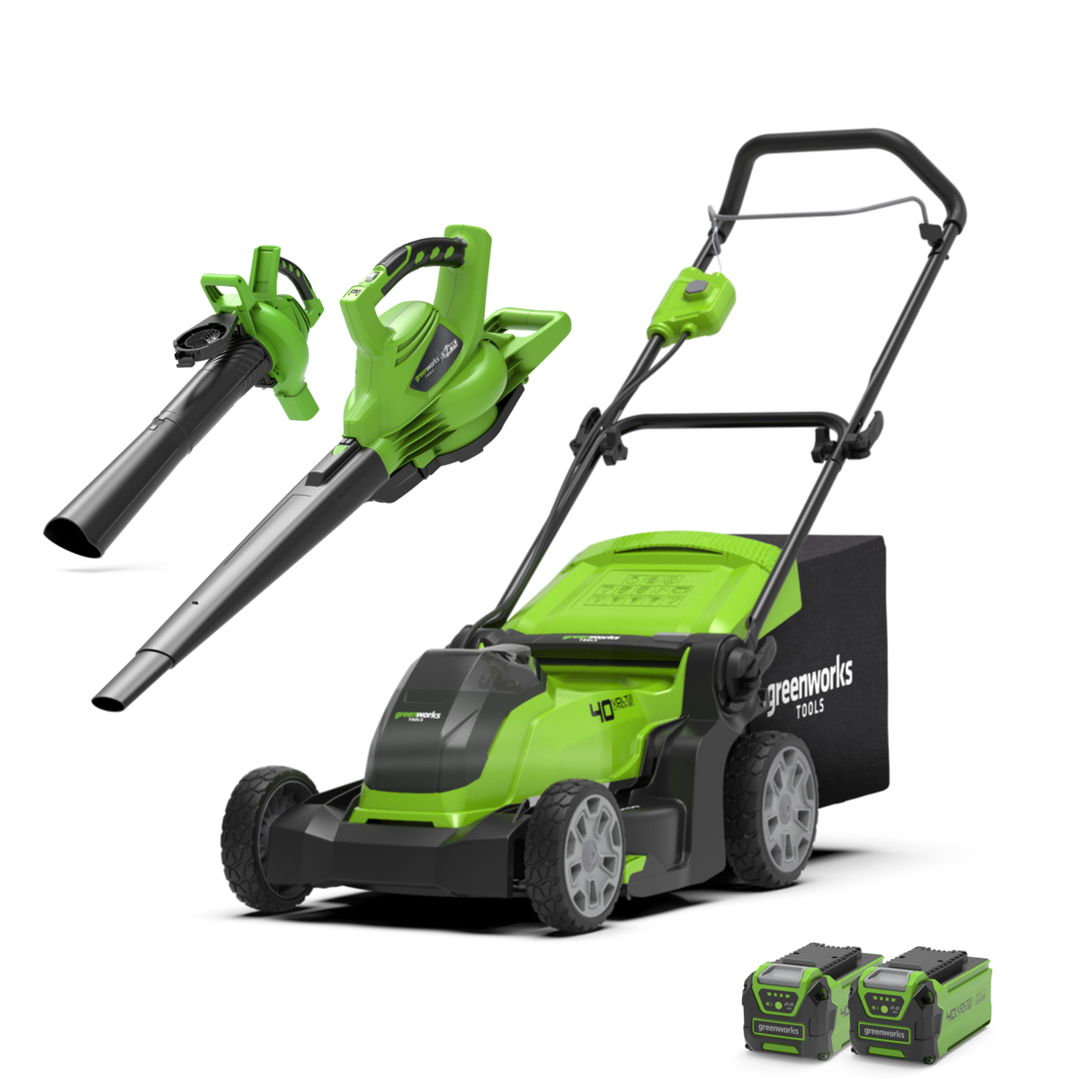 40V Rasenmäher 41cm + Laubbläser / Laubsauger 280 km/h Set