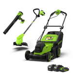 POWERALL 48V (24V x 2) Rasenmäher 41cm + 24V Rasentrimmer 25cm + 24V Laubbläser 209 km/h Set