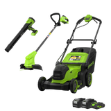 POWERALL 48V (24V x 2) Rasenmäher 41cm + 24V Rasentrimmer 25cm + 24V Laubbläser 209 km/h Set