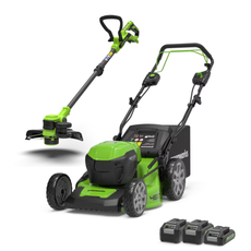 POWERALL 48V (24V x 2) Kombo-Set Rasenmäher 46cm mit Radantrieb + Rasentrimmer 30cm