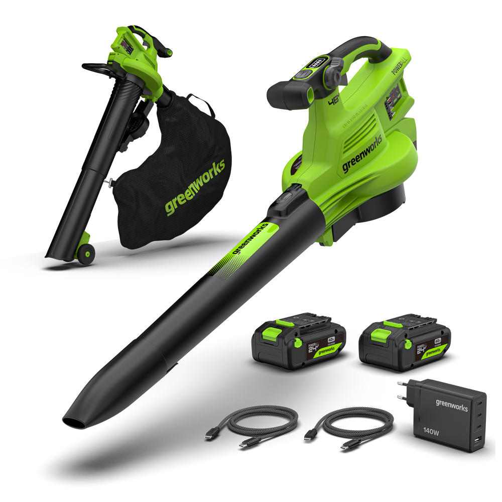 48V (24V x 2) Laubbläser / Laubsauger 386 km/h Gen. II - 2x 4Ah Akkus