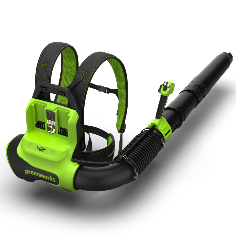 POWERALL 48V (24V x 2) Rucksack-Laubbläser 297 km/h - 2x 8Ah Akkus