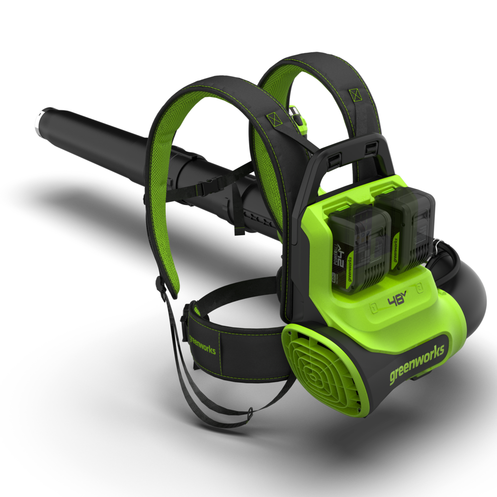 POWERALL 48V (24V x 2) Rucksack-Laubbläser 297 km/h - 2x 8Ah Akkus