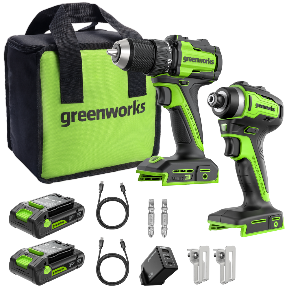 24V Akkuschrauber 45Nm + Schlagschrauber 220Nm Set - 2x 2Ah Akkus