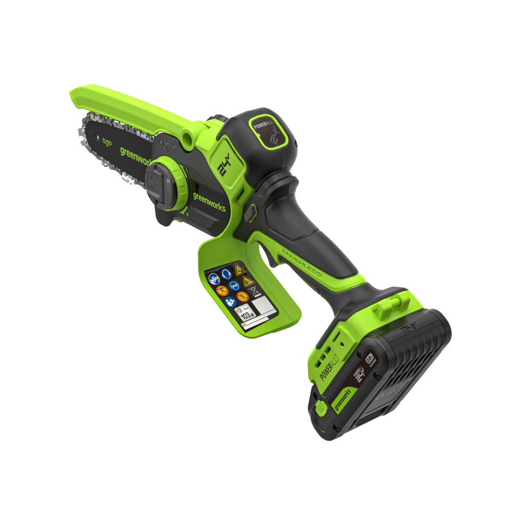 POWERALL 24V Mini-Kettensäge 10cm Gen. II mit Verlängerungsstab - 2Ah Akku