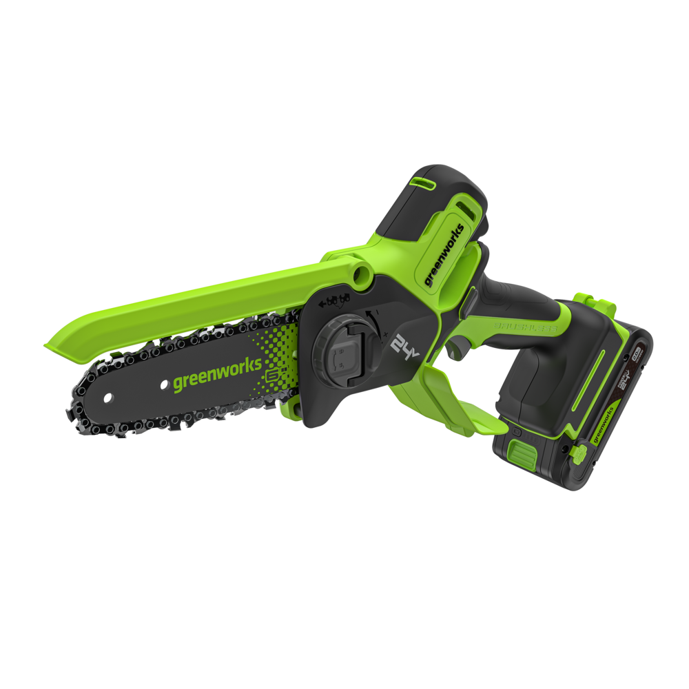 POWERALL 24V Mini-Kettensäge 15cm Gen. II mit Verlängerungsstab - 2Ah Akku