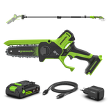 POWERALL 24V Mini-Kettensäge 15cm Gen. II mit Verlängerungsstab - 2Ah Akku