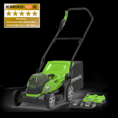 24V+24V Rasenmäher 36cm - 2x 2Ah Akkus